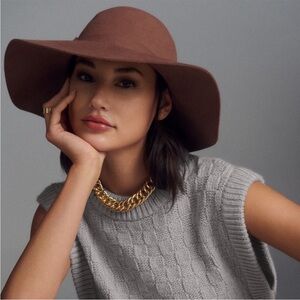 Anthropologie NWT San Diego Hat Co Packable Floppy Hat Brown Adjustable